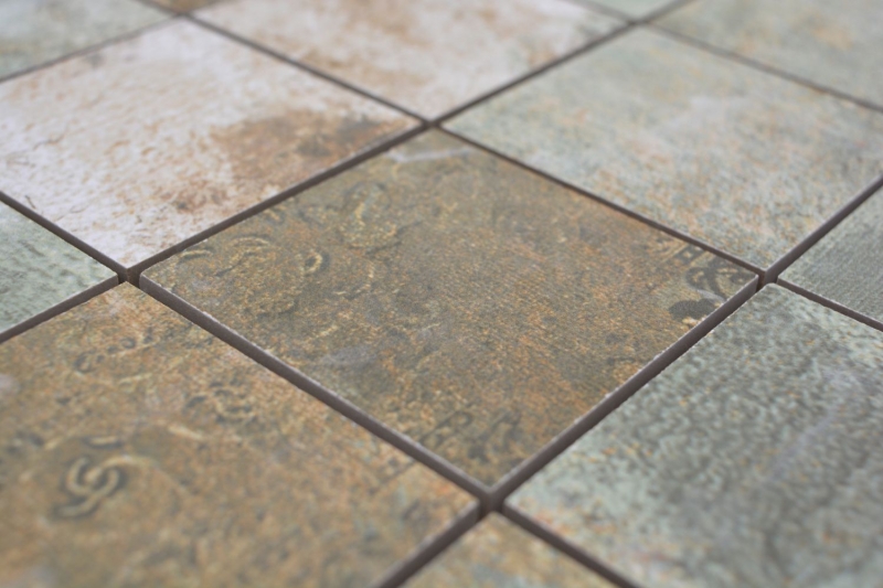 Mosaico ceramico gres porcellanato beige marrone grigio verde opaco parete pavimento cucina bagno doccia MOS16-71CB