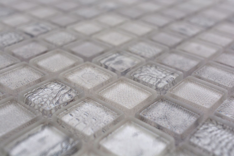 Piastrella di vetro a mosaico bianco lucido Africa parete cucina bagno doccia MOS68-WL14