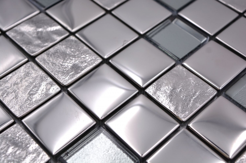 Mosaico di vetro mosaico piastrelle placcato argento metallo cucina backsplash piastrelle MOS88-XCB5
