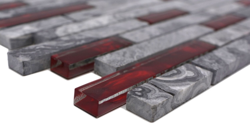 Pietra naturale vetro mosaico grigio con parete rossa lucida cucina bagno doccia - MOS87-0409