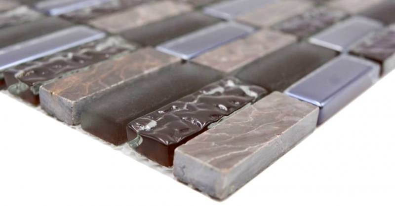 Pietra naturale vetro mosaico marrone lucido parete cucina bagno doccia - MOS87-SM138