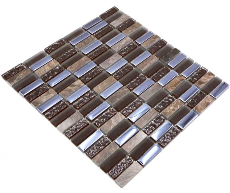 Pietra naturale vetro mosaico marrone lucido parete cucina bagno doccia - MOS87-SM138