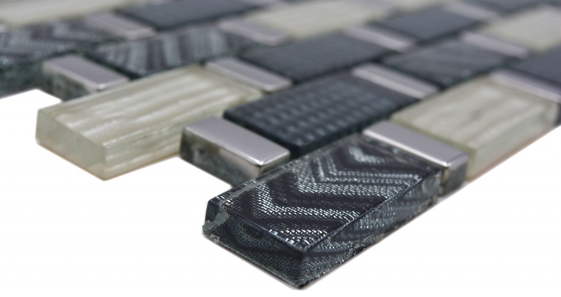 Piastrella di vetro a mosaico grigio argento oro lucido parete cucina bagno doccia - MOS83-MW20