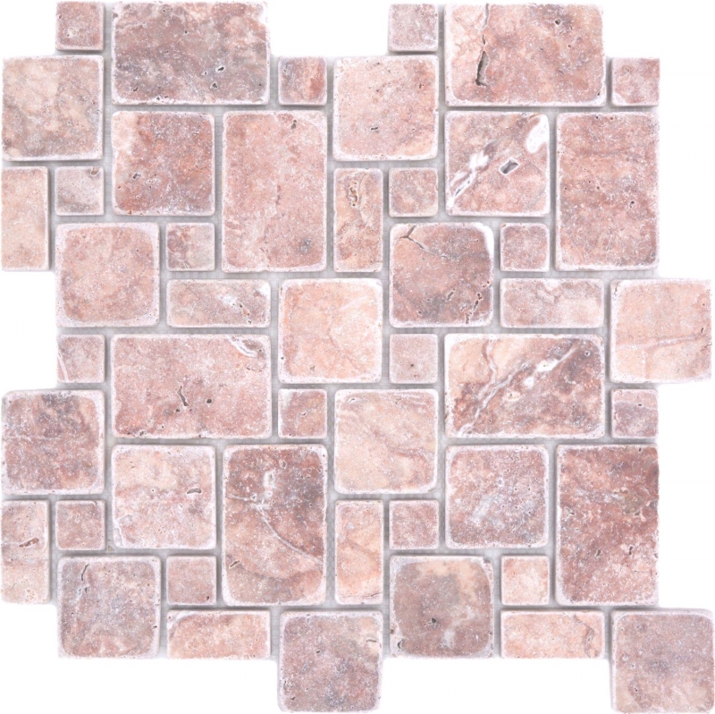 Piastrelle di pietra naturale mosaico terrazza travertino rosso opaco parete pavimento cucina bagno doccia MOS40-FP45