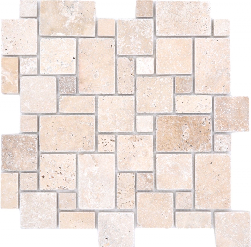 Piastrelle mosaico pietra naturale terrazza travertino beige opaco parete pavimento cucina bagno doccia MOS40-FP46