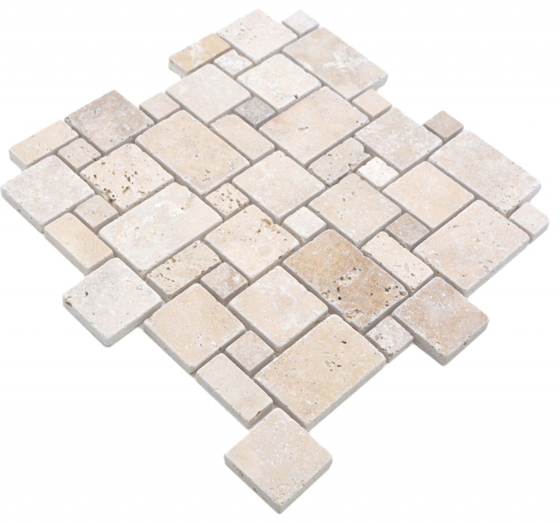 Piastrelle mosaico pietra naturale terrazza travertino beige opaco parete pavimento cucina bagno doccia MOS40-FP46