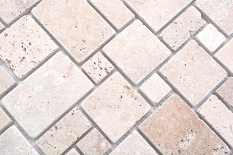 Piastrelle mosaico pietra naturale terrazza travertino beige opaco parete pavimento cucina bagno doccia MOS40-FP46