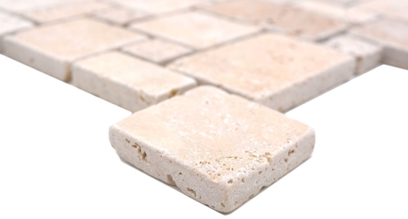 Piastrelle mosaico pietra naturale terrazza travertino beige opaco parete pavimento cucina bagno doccia MOS40-FP46
