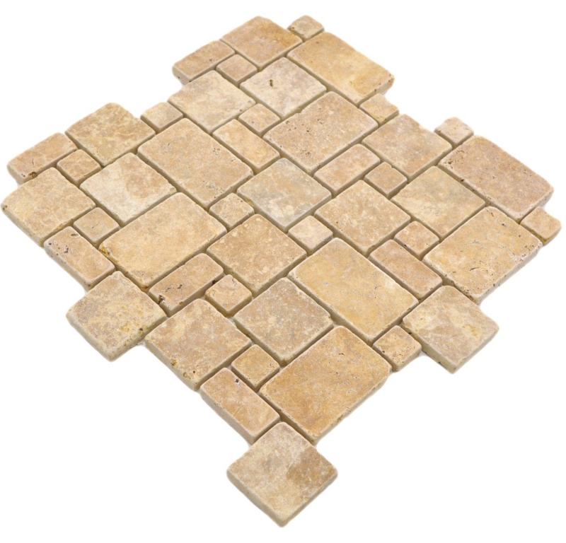 Piastrelle di pietra naturale mosaico terrazza travertino giallo oro opaco muro pavimento cucina bagno doccia MOS40-FP51
