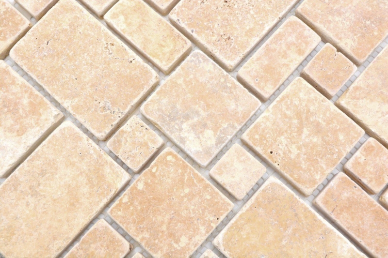 Piastrelle di pietra naturale mosaico terrazza travertino giallo oro opaco muro pavimento cucina bagno doccia MOS40-FP51