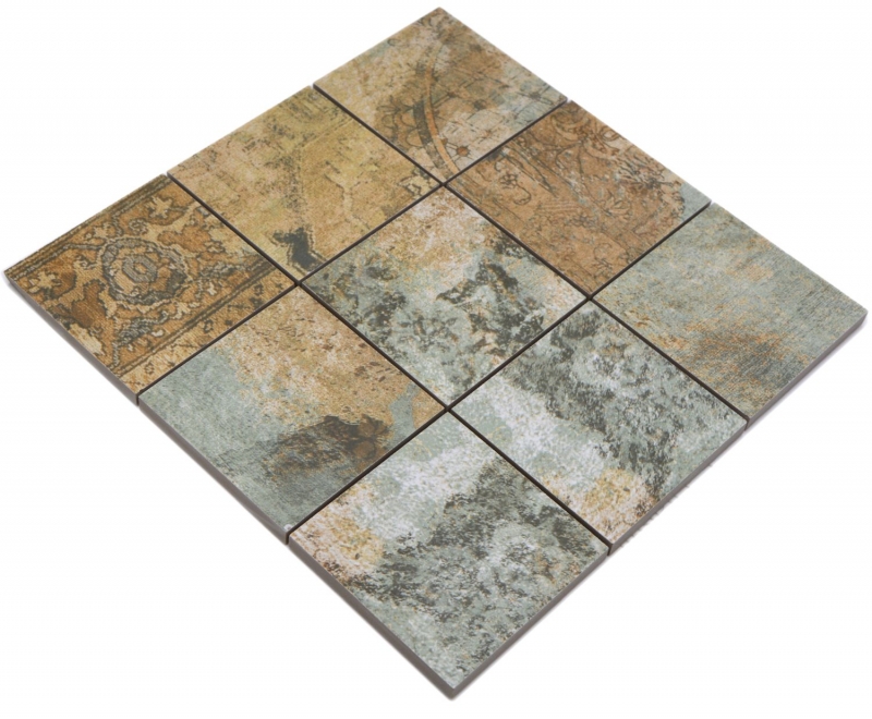 Mosaico ceramico gres porcellanato beige marrone grigio verde opaco parete pavimento cucina bagno doccia MOS23-95CB_f