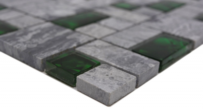 Pietra naturale vetro mosaico grigio con verde lucido parete pavimento cucina bagno doccia - MOS88-0405_f