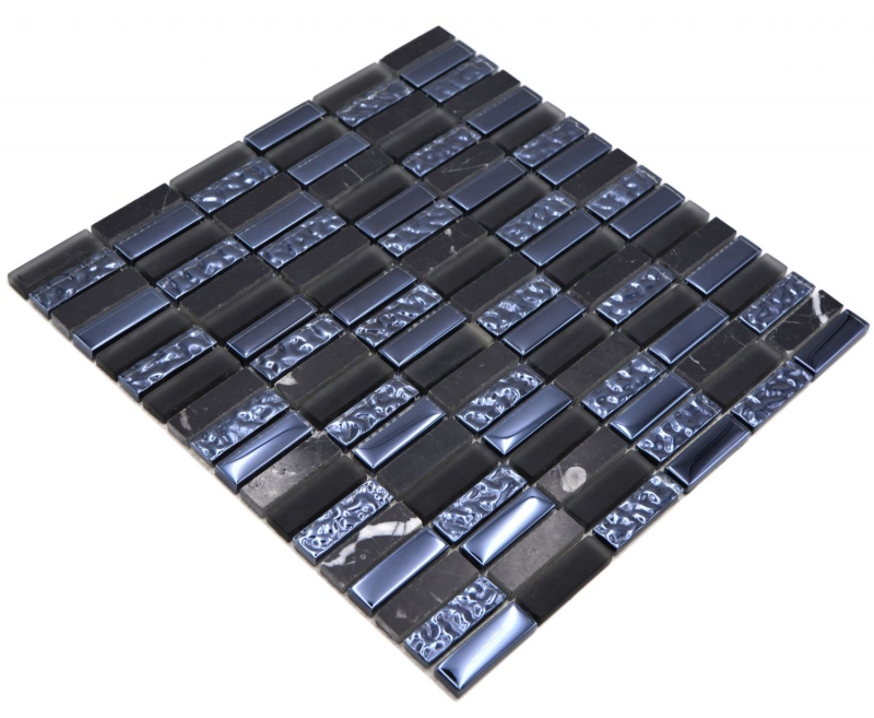 Pietra naturale vetro mosaico nero lucido parete cucina bagno doccia - MOS87-SM118_f