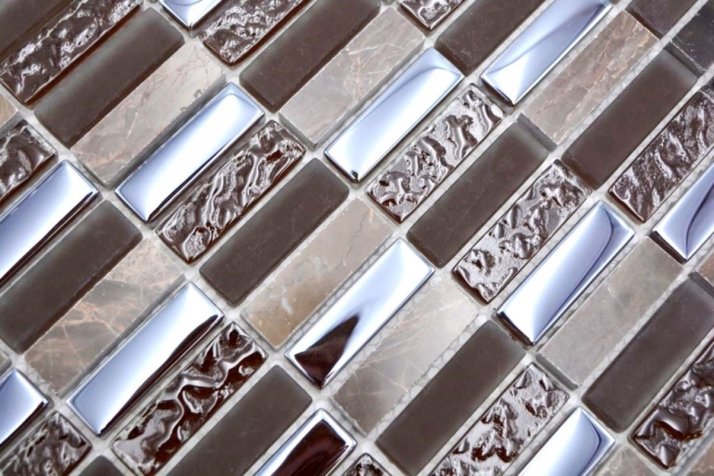 Pietra naturale vetro mosaico marrone lucido parete cucina bagno doccia - MOS87-SM138_f
