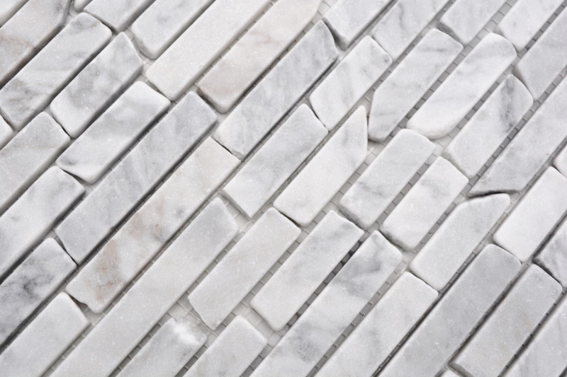 Piastrelle di mosaico in pietra naturale marmo bianco carrara look opaco parete pavimento cucina bagno doccia MOS40-Brick2000_f