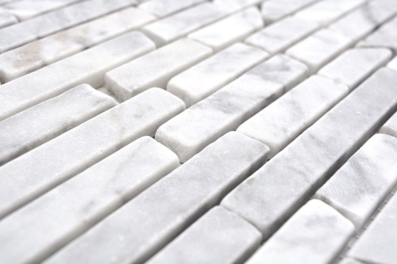 Piastrelle di mosaico in pietra naturale marmo bianco carrara look opaco parete pavimento cucina bagno doccia MOS40-Brick2000_f