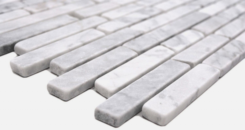 Piastrelle di mosaico in pietra naturale marmo bianco carrara look opaco parete pavimento cucina bagno doccia MOS40-Brick2000_f