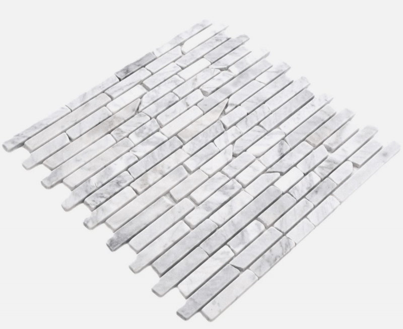 Piastrelle di mosaico in pietra naturale marmo bianco carrara look opaco parete pavimento cucina bagno doccia MOS40-Brick2000_f