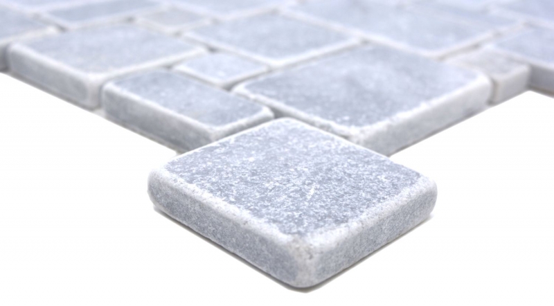 Piastrelle di pietra naturale mosaico marmo grigio chiaro opaco parete pavimento cucina bagno doccia MOS40-FP40_f