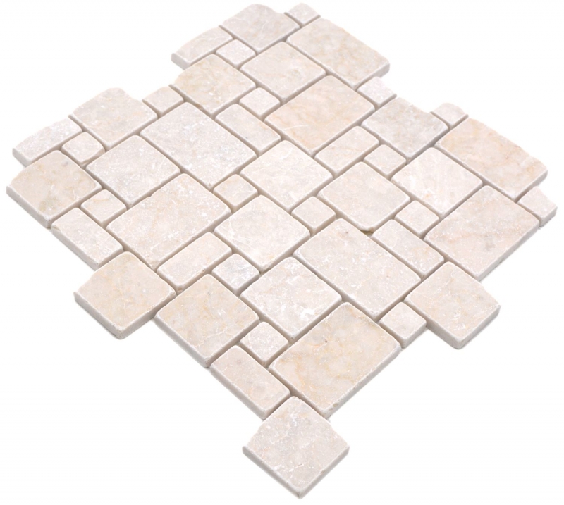 Piastrelle mosaico pietra naturale marmo avorio opaco parete pavimento cucina bagno doccia MOS40-FP41_f