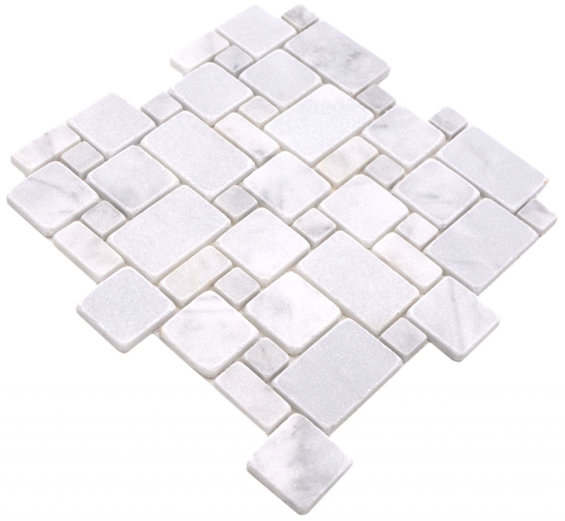 Piastrelle di pietra naturale mosaico marmo bianco opaco parete pavimento cucina bagno doccia MOS40-FP42_f