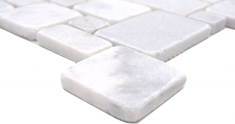 Piastrelle di pietra naturale mosaico marmo bianco opaco parete pavimento cucina bagno doccia MOS40-FP42_f