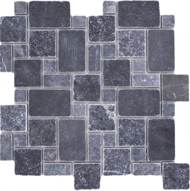 Piastrelle in pietra naturale mosaico marmo nero opaco parete pavimento cucina bagno doccia MOS40-FP43_f