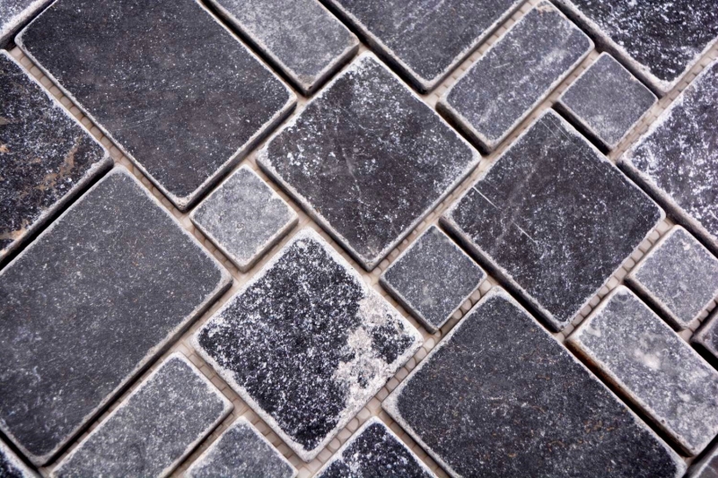 Piastrelle in pietra naturale mosaico marmo nero opaco parete pavimento cucina bagno doccia MOS40-FP43_f