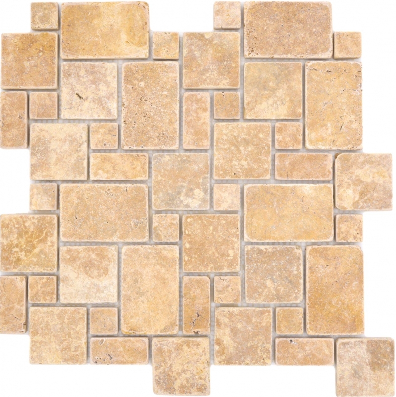 Piastrelle di mosaico in pietra naturale travertino giallo oro opaco parete pavimento cucina bagno doccia MOS40-FP51_f