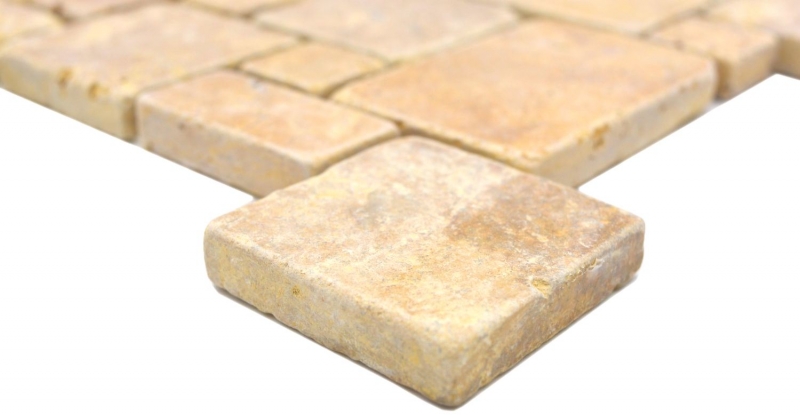 Piastrelle di mosaico in pietra naturale travertino giallo oro opaco parete pavimento cucina bagno doccia MOS40-FP51_f