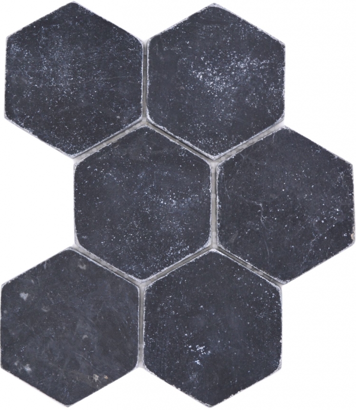 Piastrelle di pietra naturale mosaico marmo nero opaco parete pavimento cucina bagno doccia MOS42-HX143_f
