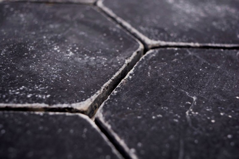 Piastrelle di pietra naturale mosaico marmo nero opaco parete pavimento cucina bagno doccia MOS42-HX143_f
