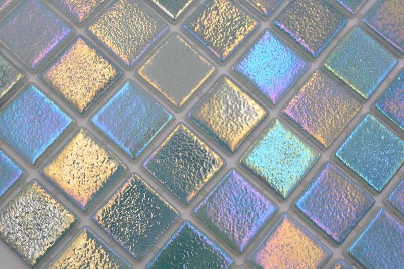 Mosaico piscina mosaico piscina mosaico vetro verde pastello iridescente multicolore lucido parete pavimento cucina bagno doccia MOS220-P55383_f
