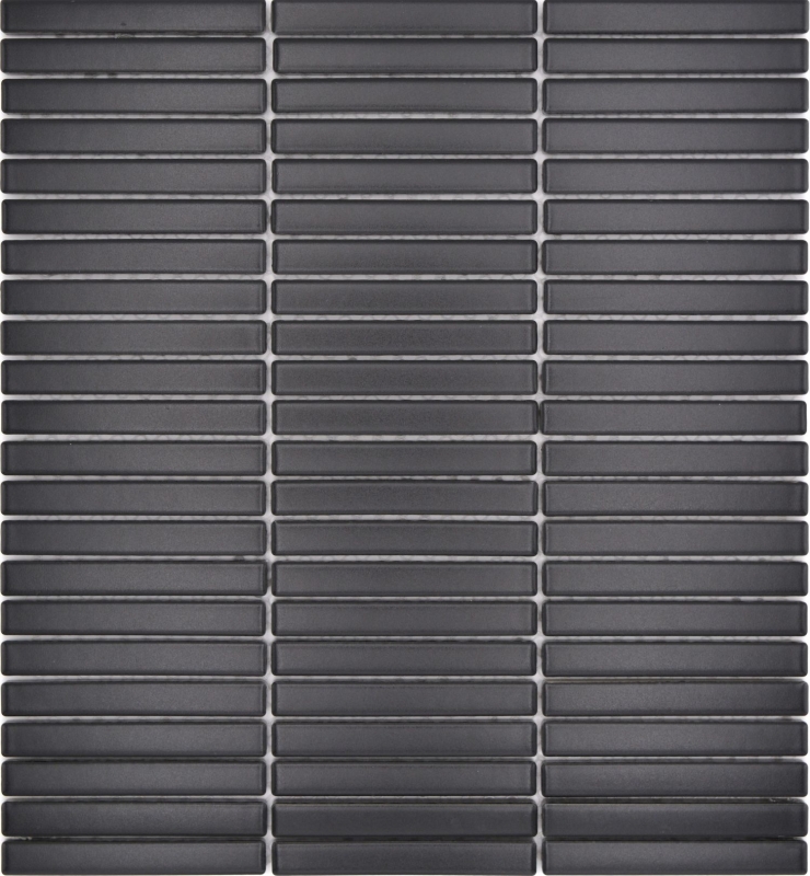 Mosaico ceramico bacchette nero opaco parete cucina bagno doccia MOS24-CG01_f