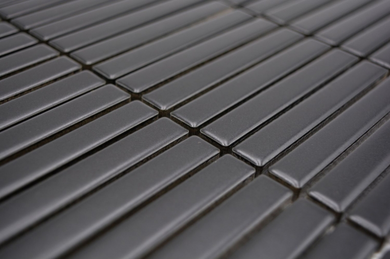 Mosaico ceramico bacchette nero opaco parete cucina bagno doccia MOS24-CG01_f