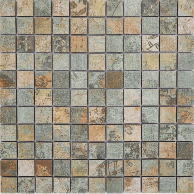 Mosaico ceramico dipinto a mano in gres porcellanato beige marrone grigio verde opaco parete pavimento cucina bagno doccia MOS18-25CB_m