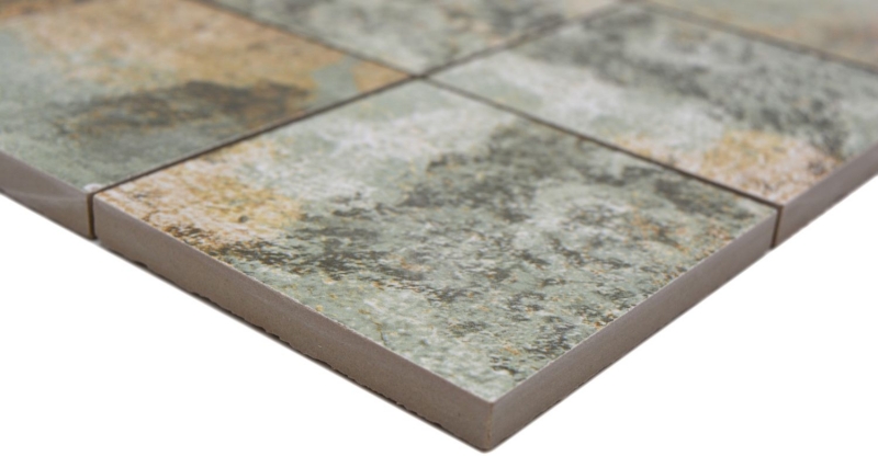 Mosaico ceramico dipinto a mano in gres porcellanato beige marrone grigio verde opaco parete pavimento cucina bagno doccia MOS23-95CB_m