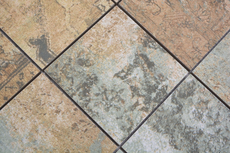 Mosaico ceramico dipinto a mano in gres porcellanato beige marrone grigio verde opaco parete pavimento cucina bagno doccia MOS23-95CB_m