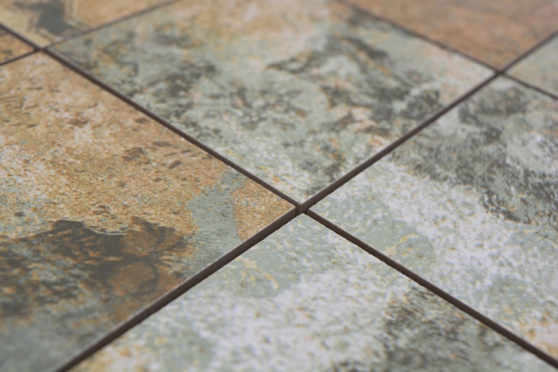 Mosaico ceramico dipinto a mano in gres porcellanato beige marrone grigio verde opaco parete pavimento cucina bagno doccia MOS23-95CB_m