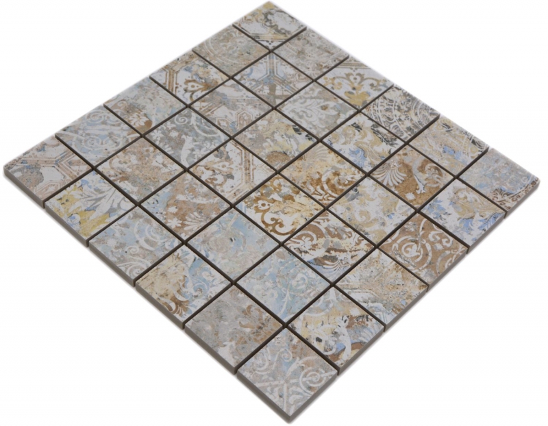 Mosaico ceramico dipinto a mano in gres porcellanato multicolore opaco parete pavimento cucina bagno doccia MOS14-47CS_m