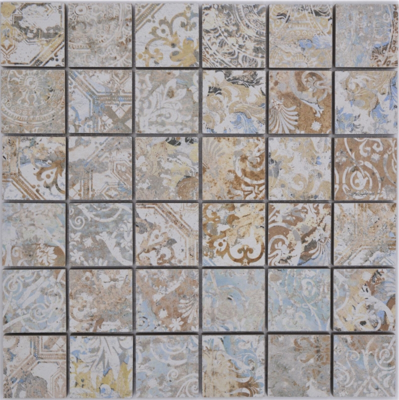 Mosaico ceramico dipinto a mano in gres porcellanato multicolore opaco parete pavimento cucina bagno doccia MOS14-47CS_m