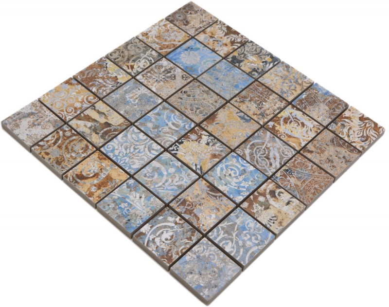 Mosaico in ceramica decorato a mano in gres porcellanato forte multicolore opaco parete pavimento cucina bagno doccia MOS14-47CV_m