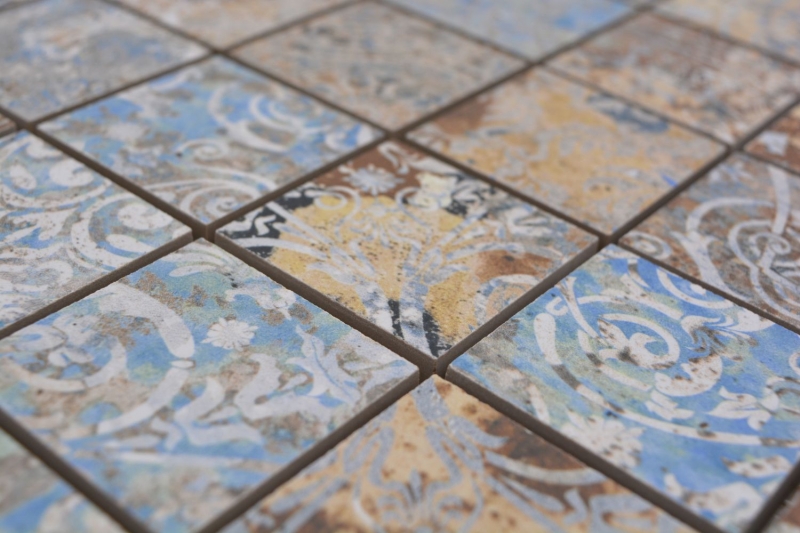 Mosaico in ceramica decorato a mano in gres porcellanato forte multicolore opaco parete pavimento cucina bagno doccia MOS14-47CV_m