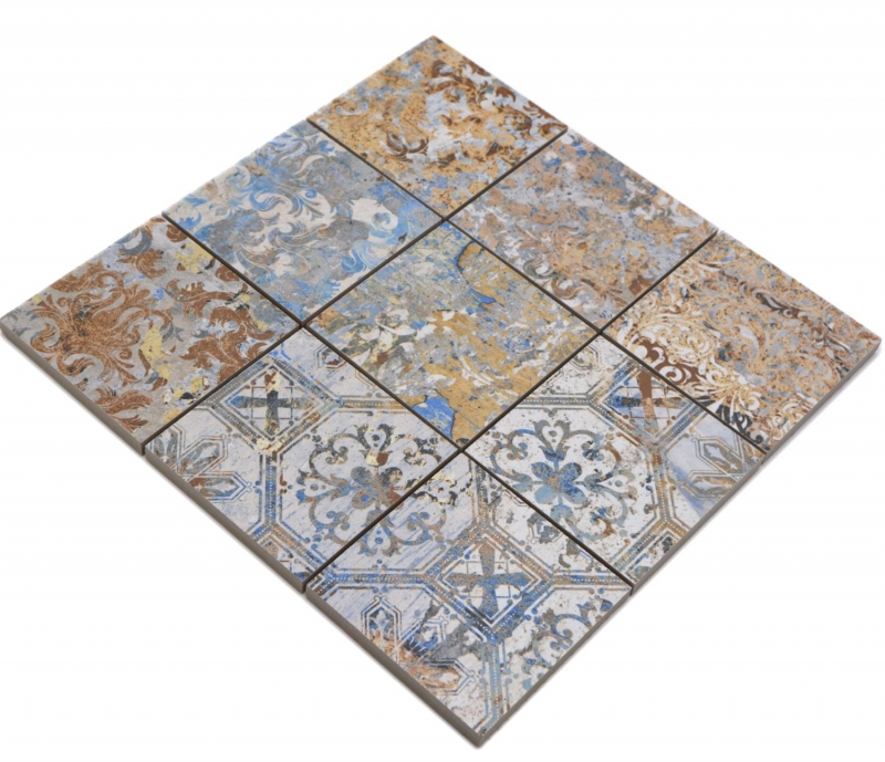 Mosaico ceramico decorato a mano in gres porcellanato forte multicolore opaco parete pavimento cucina bagno doccia MOS23-95CV_m