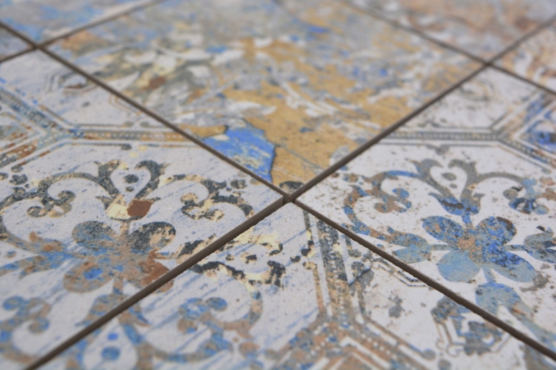 Mosaico ceramico decorato a mano in gres porcellanato forte multicolore opaco parete pavimento cucina bagno doccia MOS23-95CV_m