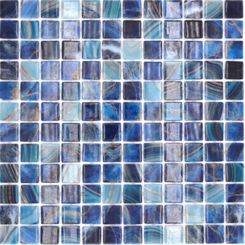 Mano modello piscina mosaico piscina mosaico vetro mosaico blu reale iridescente lucido parete pavimento cucina bagno doccia MOS220-P56254_m