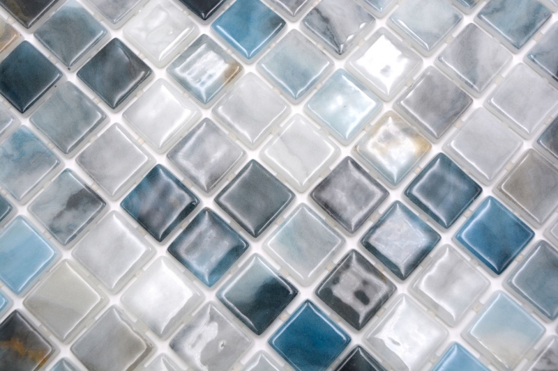 Campione a mano mosaico piscina mosaico piscina mosaico vetro grigio antracite cangiante parete pavimento cucina bagno doccia MOS220-P56256_m