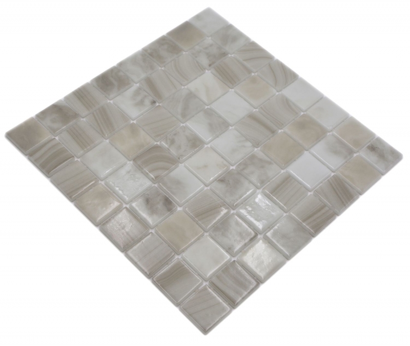 Campione a mano piscina mosaico piscina mosaico vetro mosaico beige chiaro iridescente parete pavimento cucina bagno doccia MOS220-P56381_m