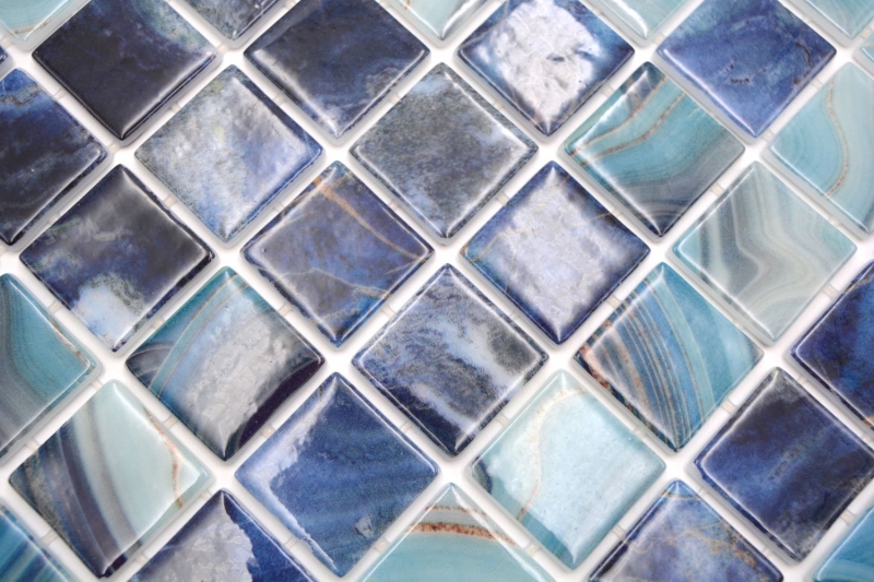 Mano modello piscina mosaico piscina mosaico vetro mosaico blu reale iridescente lucido parete pavimento cucina bagno doccia MOS220-P56384_m