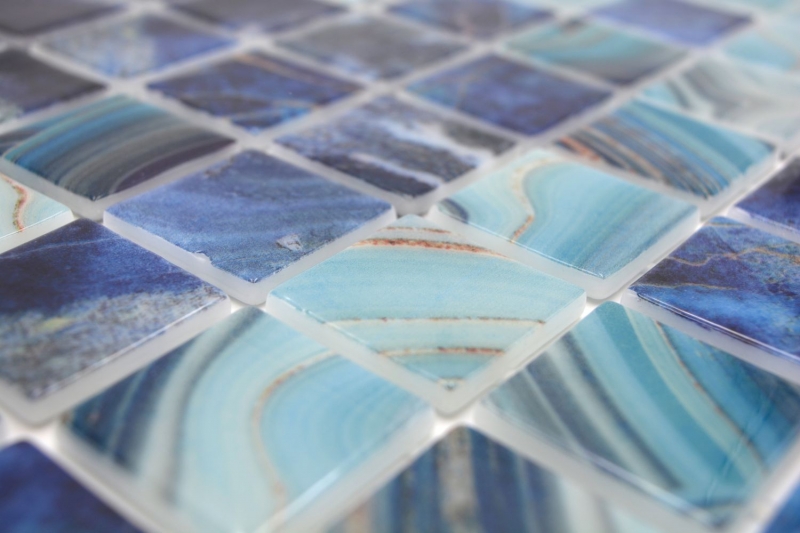 Mano modello piscina mosaico piscina mosaico vetro mosaico blu reale iridescente lucido parete pavimento cucina bagno doccia MOS220-P56384_m